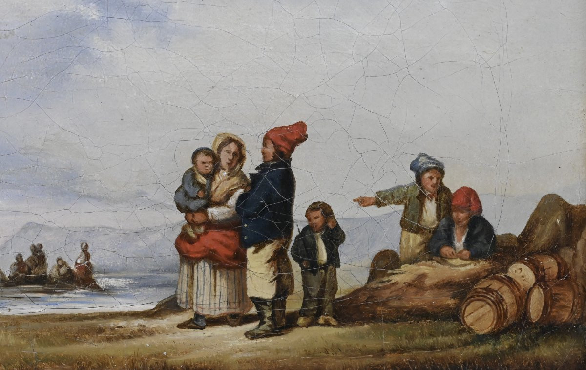 Scène Maritime - Huile Sur Toile - école Hollandaise 19e Siècle-photo-2